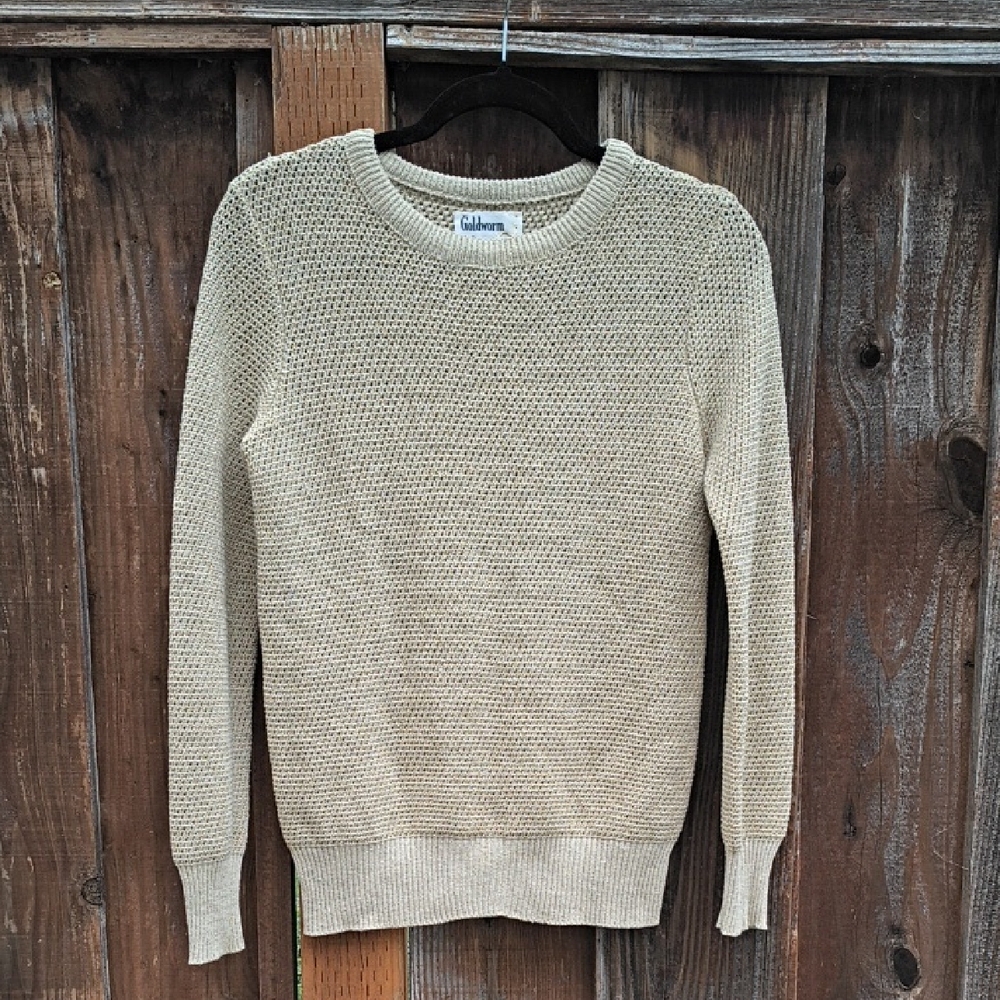 GOLDWORM Golden Metallic Sweater Top Open Knit Size 10/S